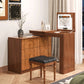 Walnut Vanity Desk w/ LED Mirror & 7-Drawer Storage