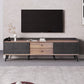 63'' Mid Century TV Stand with 2 Cabinets& Open Compartments, Entertainment Center for TVs up to 70'', Television Console for Living Room, Bedroom, Home Theatre - FVNLYXQ