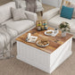 31.5" Farmhouse Coffee Table, Square Wood Center Table with Hinged Lift Top