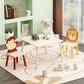 Kids Table and 2 Chairs Set, 3 Pieces Toddler Table and Chair Set, Wooden Activity Play Table Set (Lion&Monkey) - FVNLYXQ