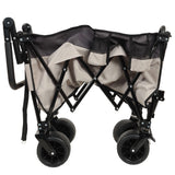Multi-Functional Push-Pull Folding Wagon Cart with Rotating Handle & 360° All-Terrain Wheels – Heavy-Duty, Adjustable Design, Large Capacity for Transport, Groceries, and Outdoor Use, khaki- Gray - FVNLYXQ
