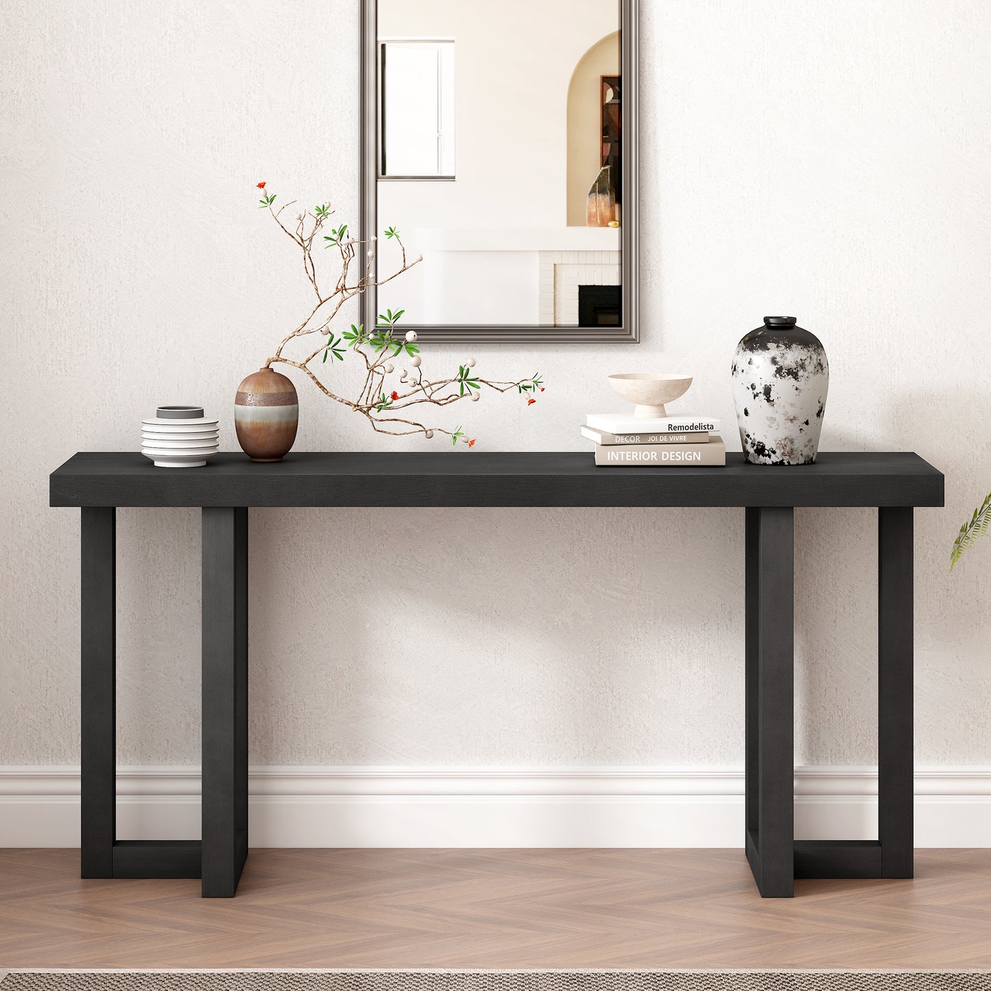 Geometric Console Table w/ Solid Pine Legs